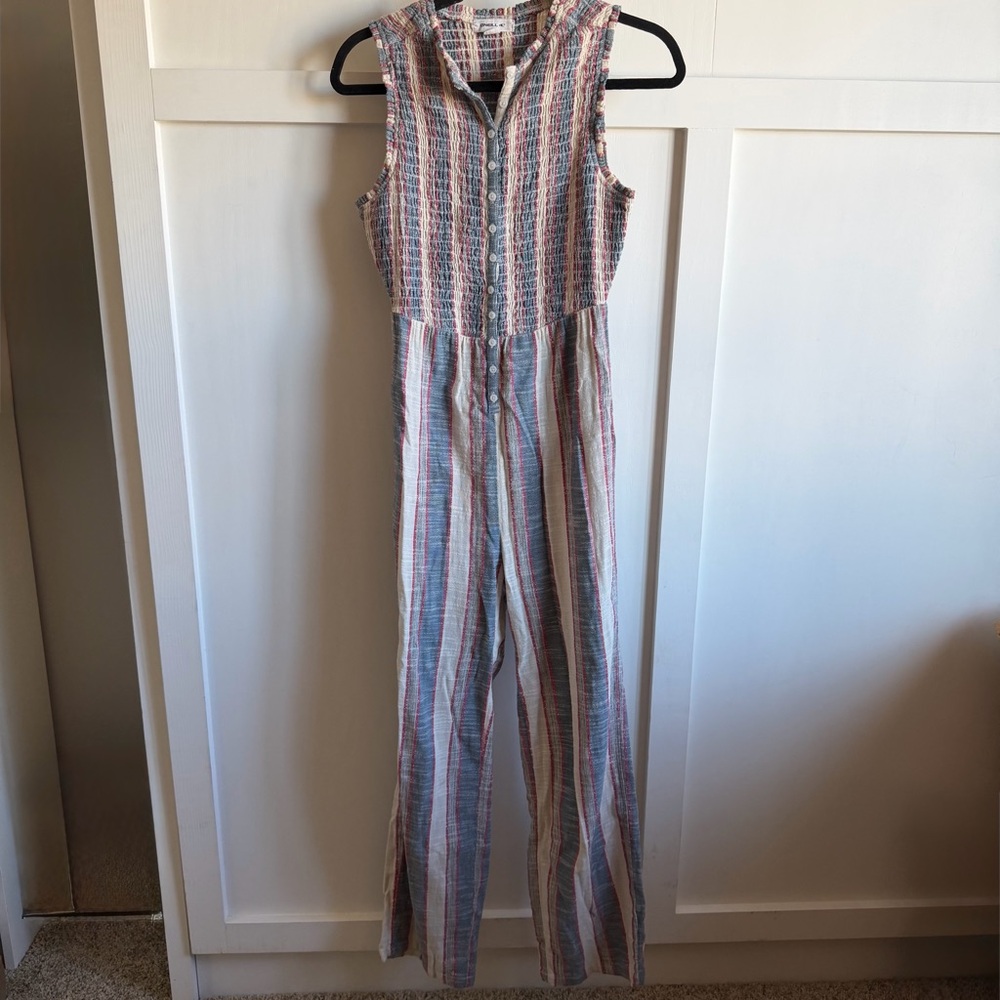 O’neill Sleeveless High Neck Striped Jumpsuit Multicolor Forth Of July Sz S